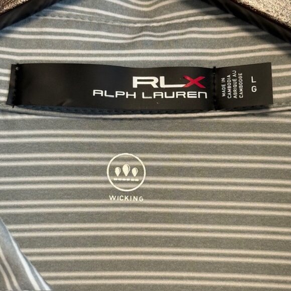 RLX Ralph Lauren Polo Shirt Mens Large KINLOCH Golf Gray Short Sleeve Button - Picture 5 of 16